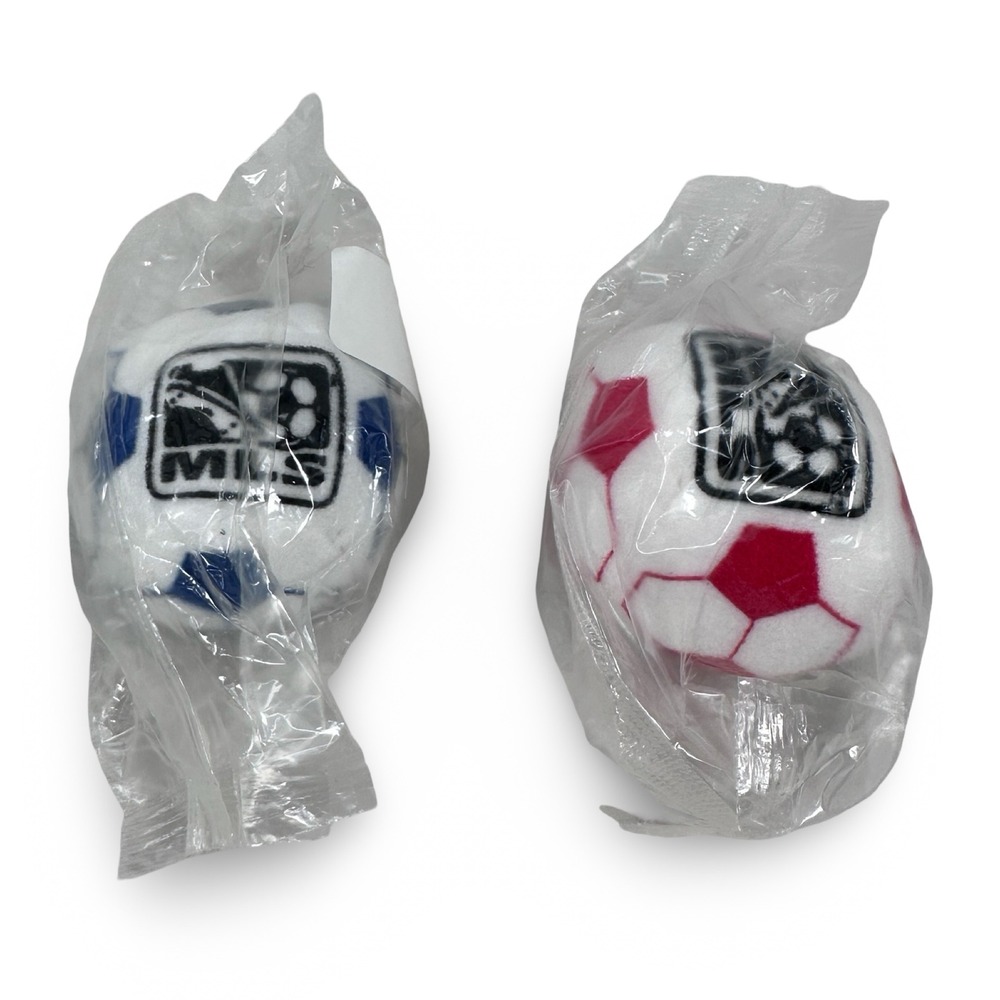 MLS Major League Soccer Plush Bean Bag‎ Soccer Balls Blue Pink Set of 2 New 2004